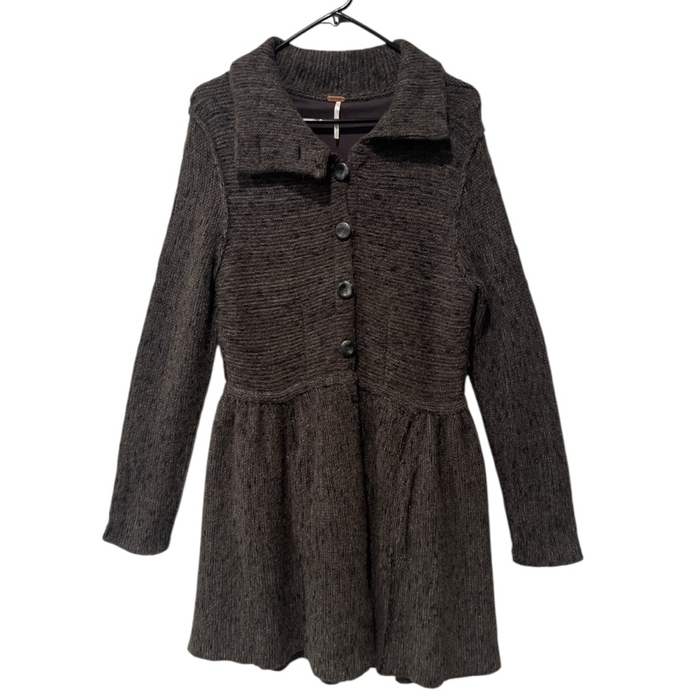 Free People button-front sweater coat charcoal  gray size medium